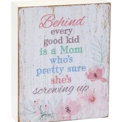 Mother's Day Floral Block Sign With Humorous Sentiment