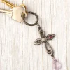 Mother's Day Floral Cross Keychain With Charm