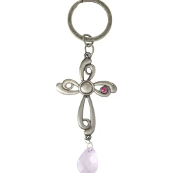 Mother's Day Floral Cross Keychain With Charm