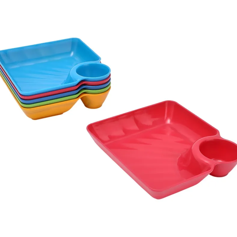Multicolored Chip and Dip Set of 6 Divided Individual Snack Trays