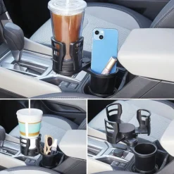 Multifunctional Adjustable Car Cup Holder for Dual Cups and Snacks