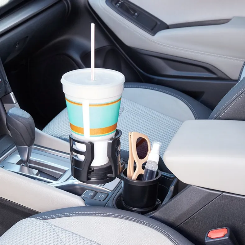 Multifunctional Adjustable Car Cup Holder for Dual Cups and Snacks