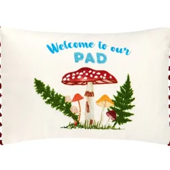 Mushroom Garden Embroidered Decorative Pillow
