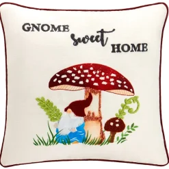 Mushroom Garden Embroidered Decorative Pillow