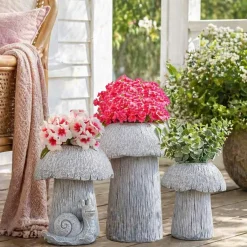Mushroom Planter Gray Large Medium or Small Garden