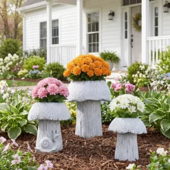 Mushroom Planter Gray Large Medium or Small Garden