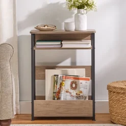 Narrow End Table with Shelf and Magazine Holder - 24