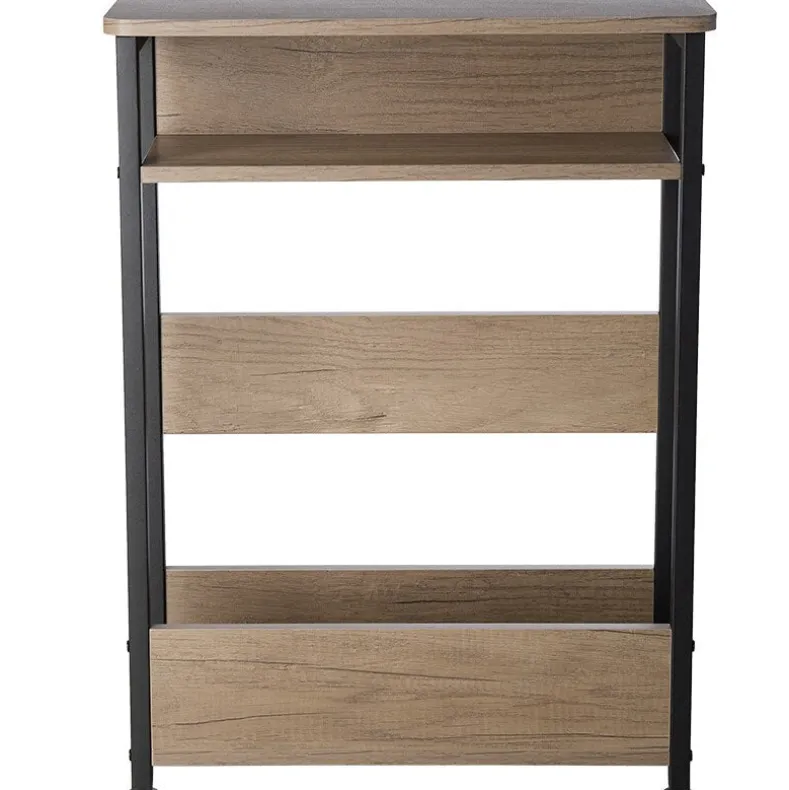 Narrow End Table with Shelf and Magazine Holder - 24"H