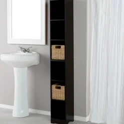 Narrow Storage Tower with 6 Shelves or Set of 2 Wicker Baskets