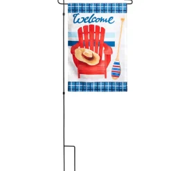 Nature-Themed Welcome Garden Flag With Stake – Turtle or Beach Chair