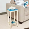 Nautical Accent Wooden End Tables - Anchor or Wheel Design