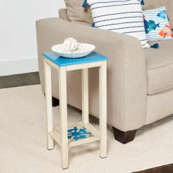 Nautical Accent Wooden End Tables - Anchor or Wheel Design