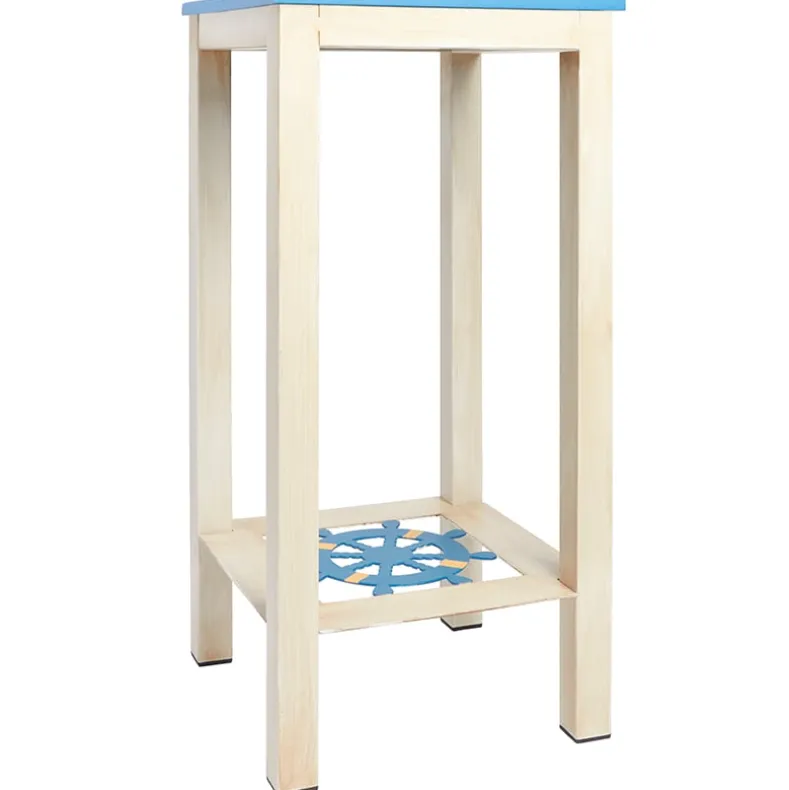 Nautical Accent Wooden End Tables - Anchor or Wheel Design