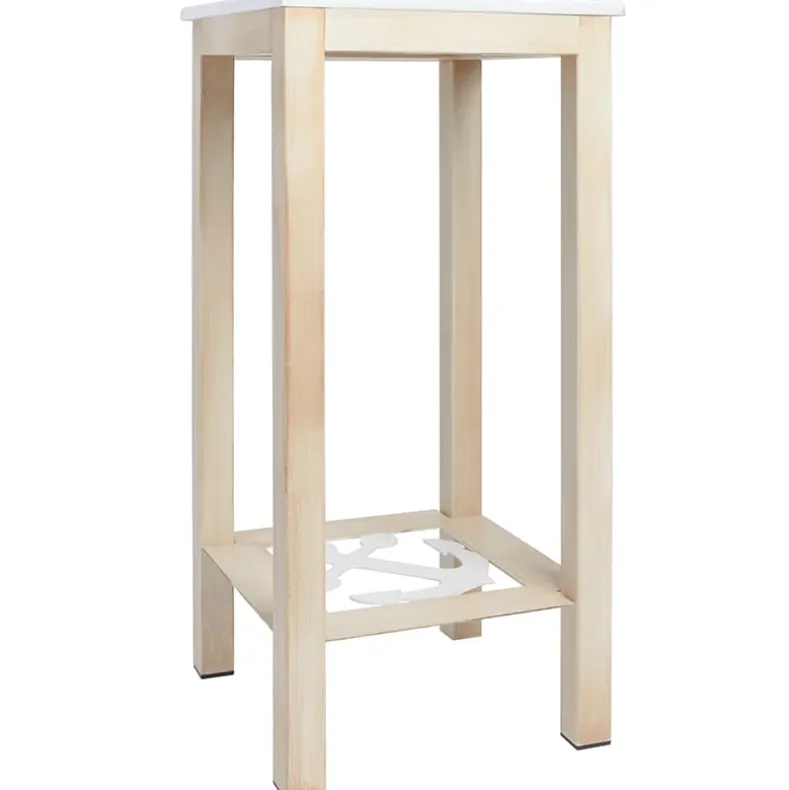 Nautical Accent Wooden End Tables - Anchor or Wheel Design