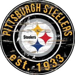 NFL Round Heritage Logo Sign 12"