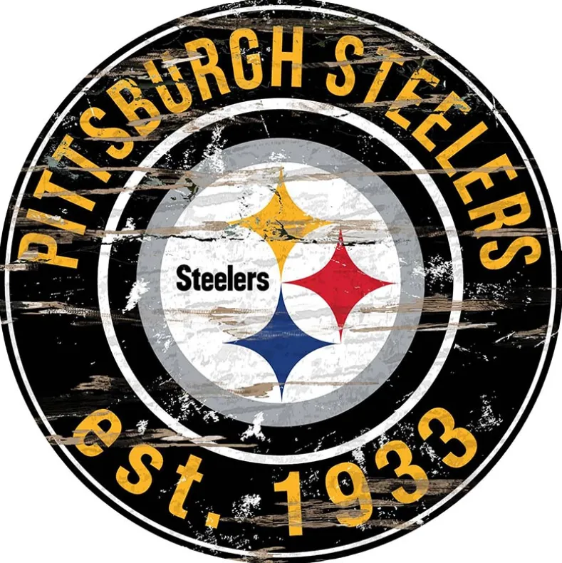 NFL Round Heritage Logo Sign 12"