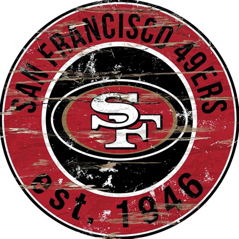 NFL Round Heritage Logo Sign 12"