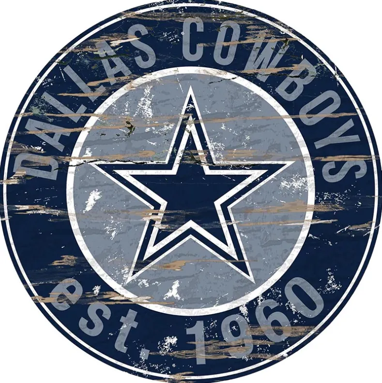 NFL Round Heritage Logo Sign 12"