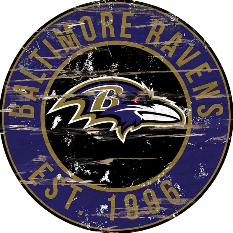 NFL Round Heritage Logo Sign 12"