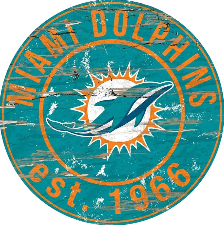 NFL Round Heritage Logo Sign 12"