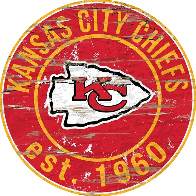 NFL Round Heritage Logo Sign 12"