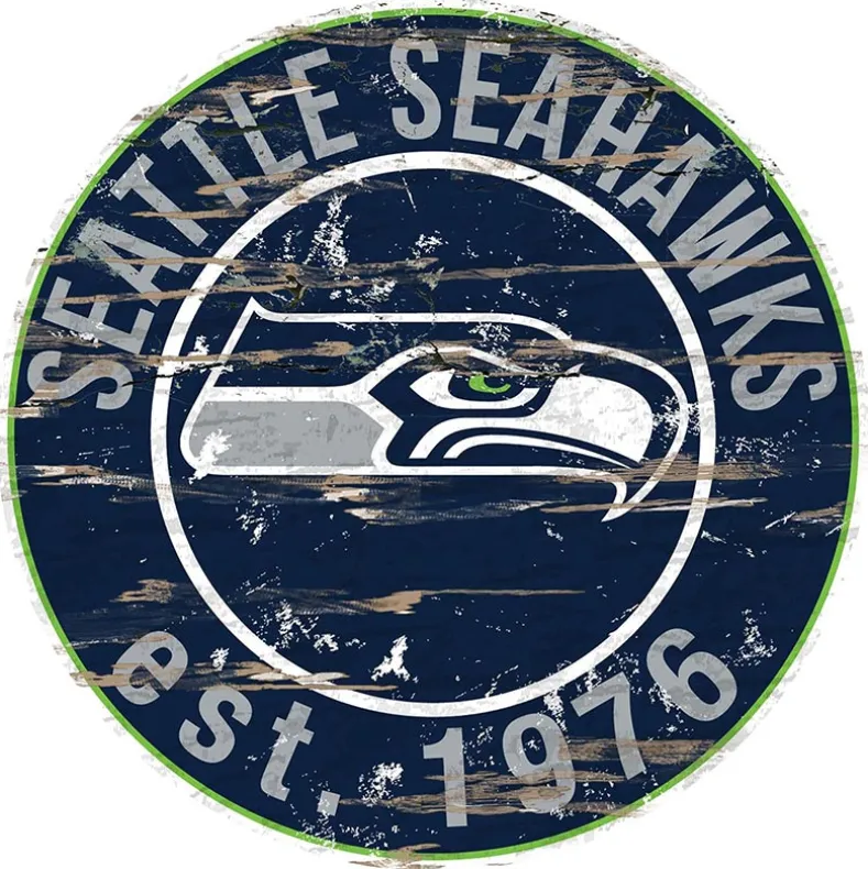 NFL Round Heritage Logo Sign 12"