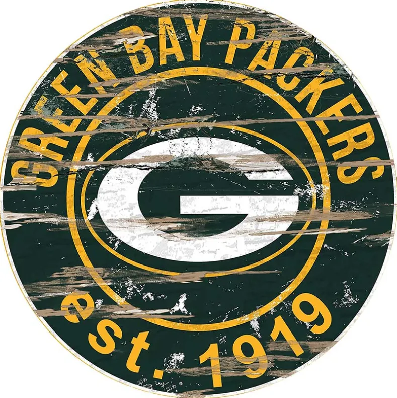 NFL Round Heritage Logo Sign 12"