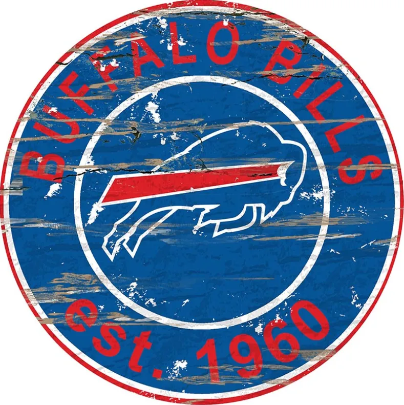 NFL Round Heritage Logo Sign 12"