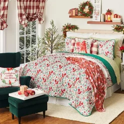 Nordic Cardinal Quilt Set Full/Queen or King with Shams