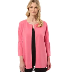 Open Front Cardigan with Ruffle 3/4 Sleeve