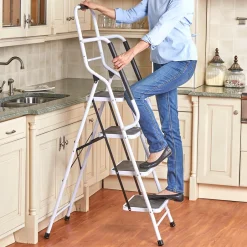 3 or 4 Step Folding Ladder with Handrails