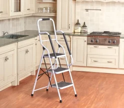 3 or 4 Step Folding Ladder with Handrails
