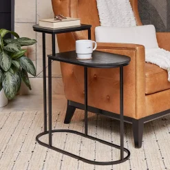Oval 2-Tier Living Room End or Side Table - 28"H