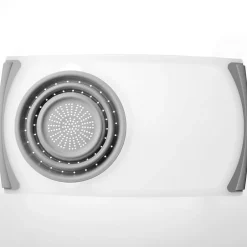 Over the Sink Kitchen Cutting Board with Collapsible Colander