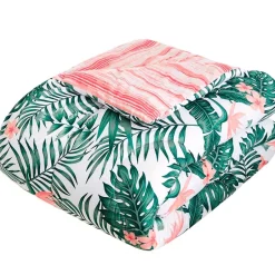 Palm Floral Reversible Full/Queen or King Comforter Set, Decorative Pillow