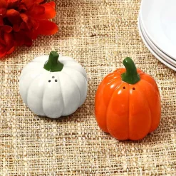 Pastel Fall Sentiments Pumpkin Salt and Pepper Shakers