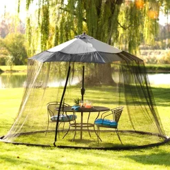 Patio Umbrella Bug Screen W/Zipper Opening And Polyester Netting