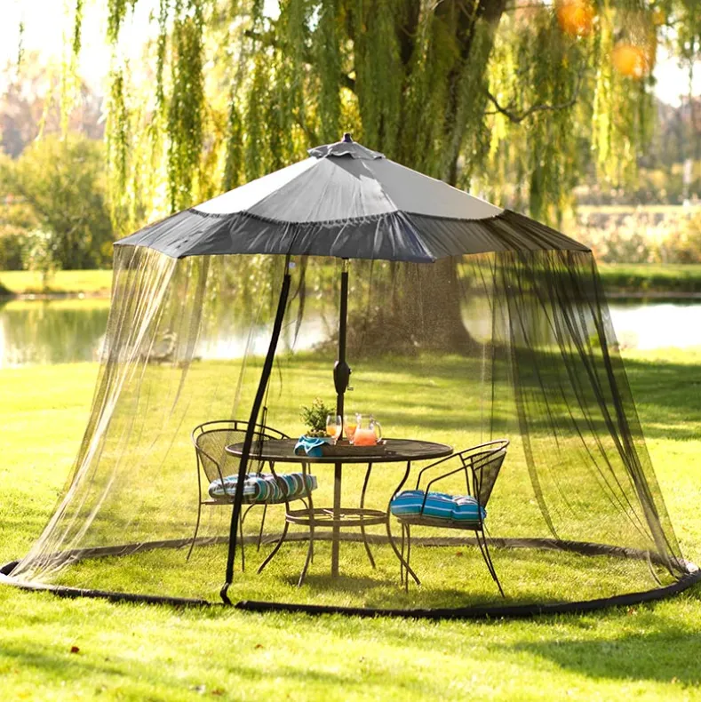 Patio Umbrella Bug Screen W/Zipper Opening And Polyester Netting