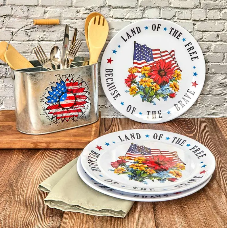Patriotic American Melamine 12" Serving Platters - Set of 3