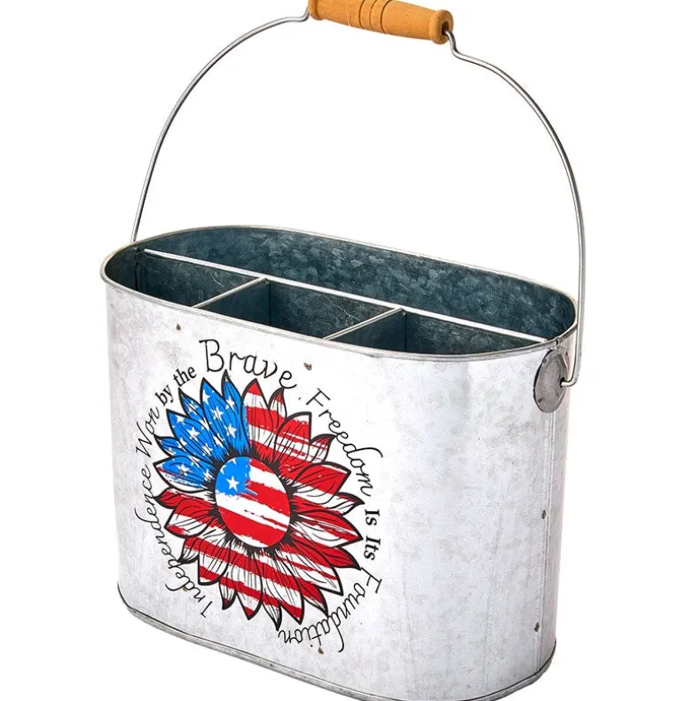 Patriotic American Metal Serving Utensil Caddy