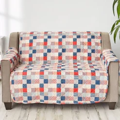 Patriotic Check Quilted Furniture Cover Loveseat