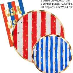 Patriotic Party Paper Dinnerware Plates and Napkins Set