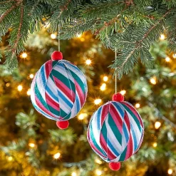 Patterned Paper Ball Ornaments Set of 2