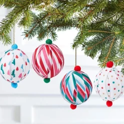 Patterned Paper Ball Ornaments Set of 2