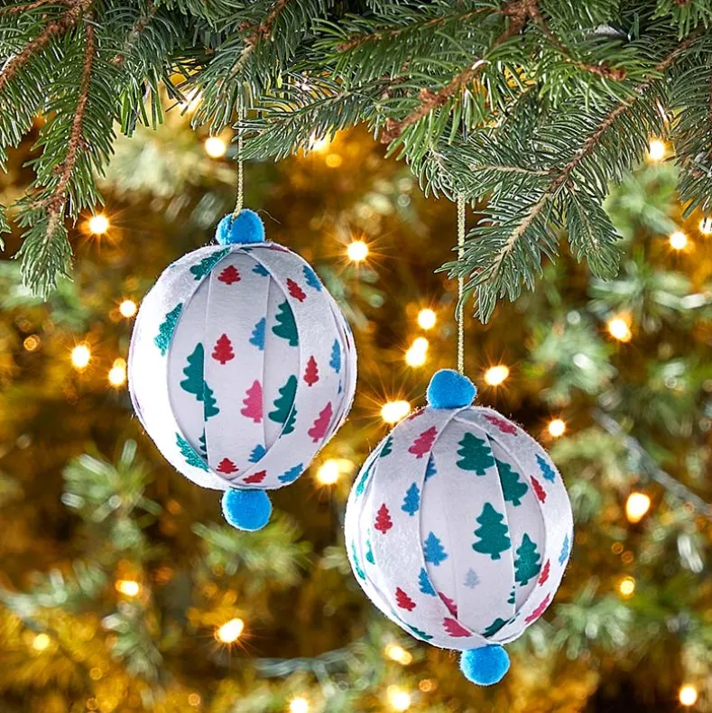Patterned Paper Ball Ornaments Set of 2