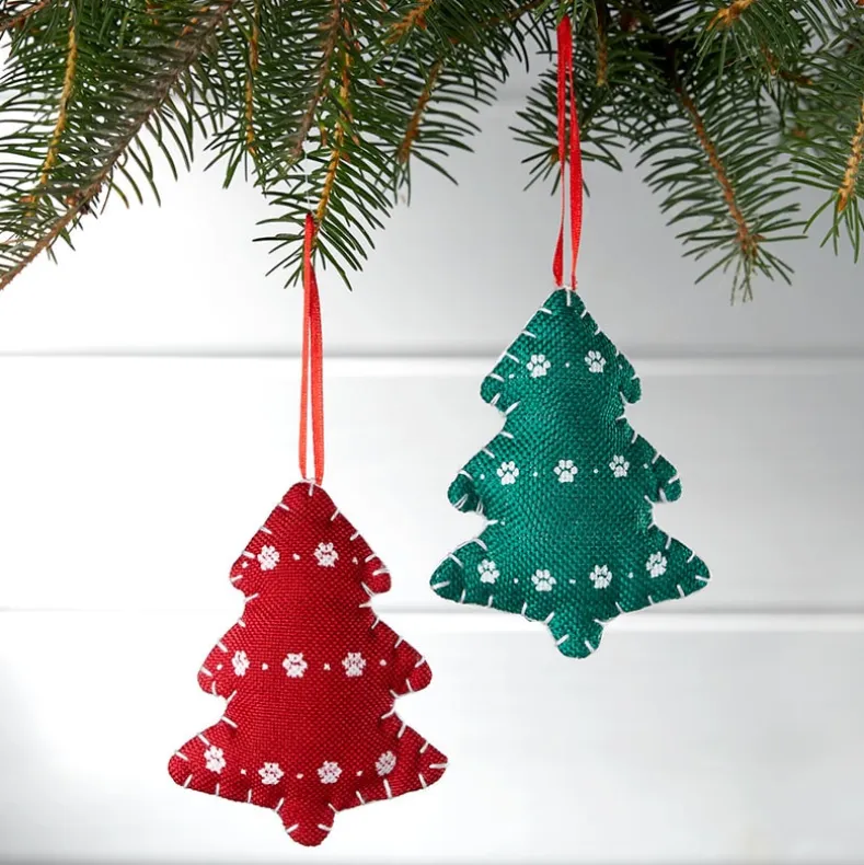 Paw Print Tree Ornament Set of 2