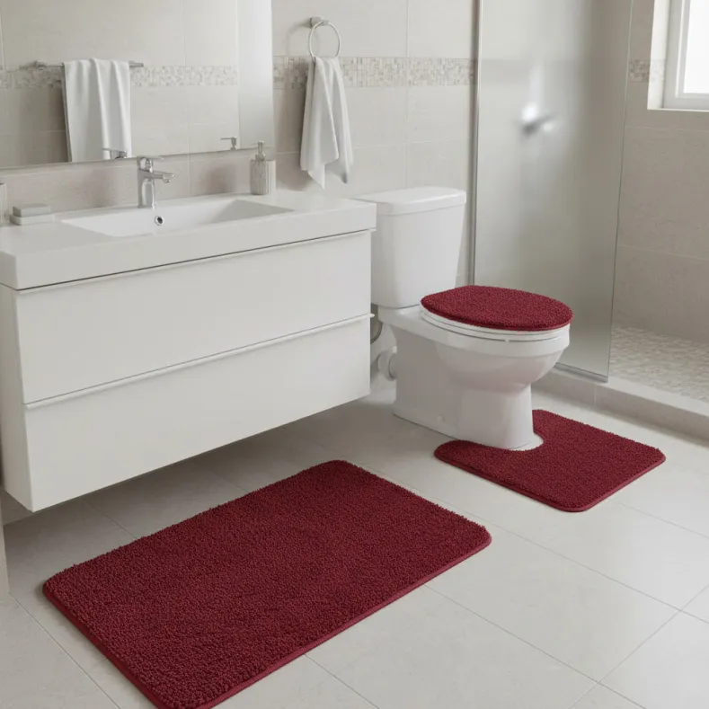 3-Pc Bath Rug Set with Anti-Skid Backing