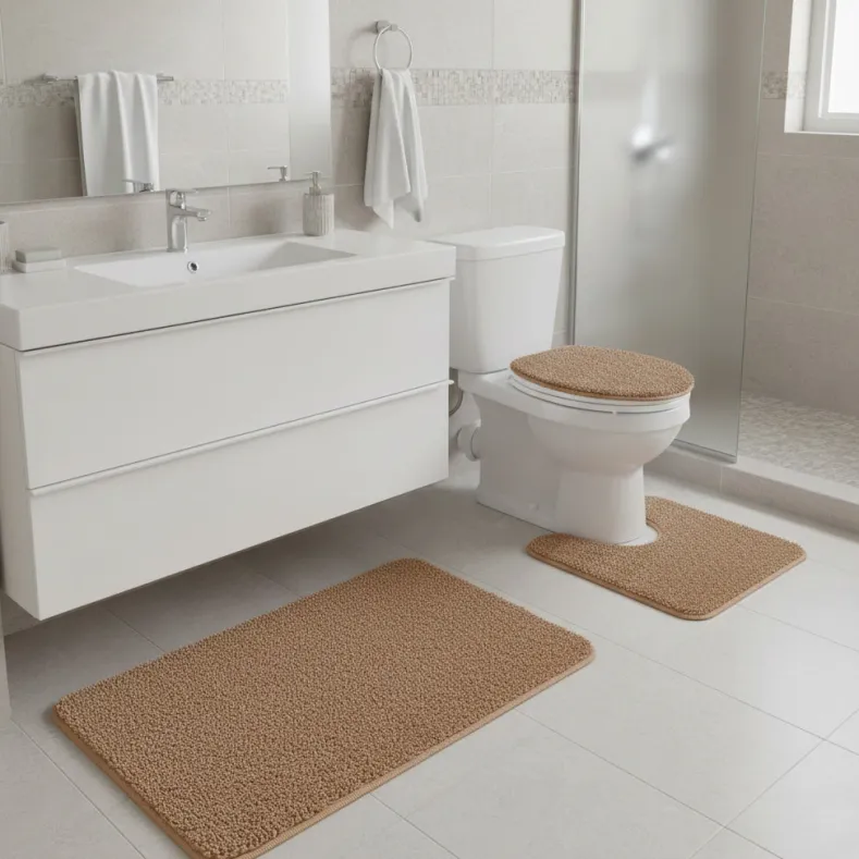 3-Pc Bath Rug Set with Anti-Skid Backing