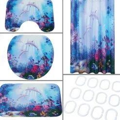 16-Pc Dolphin Bath Set with Memory Foam Rugs