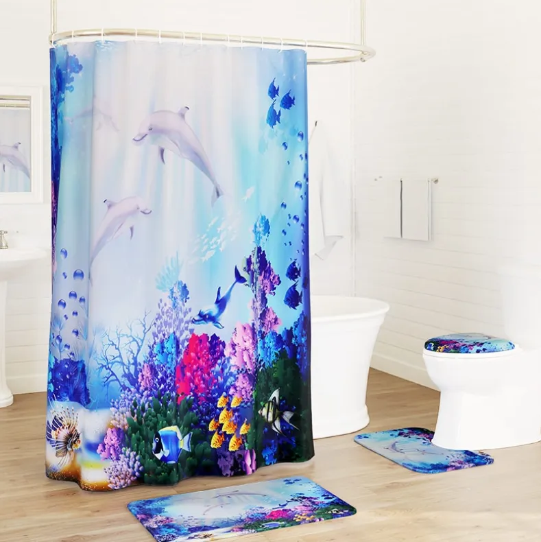 16-Pc Dolphin Bath Set with Memory Foam Rugs